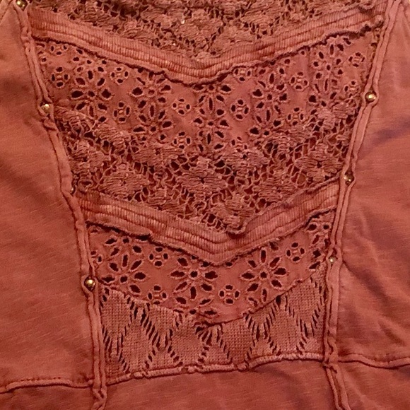 Free People Dusty Rose Crocheted Flowy Tank Top, Small Petite - Picture 3 of 5